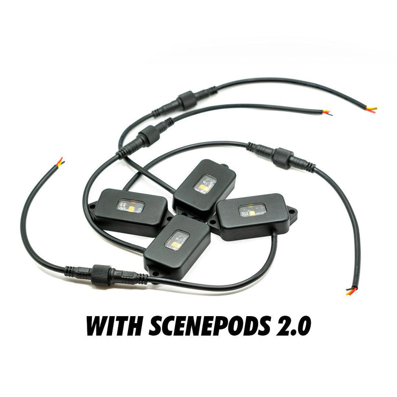 Load image into Gallery viewer, Four Pack rackLIGHT White/Amber with Qty 4 scenePODS-Lighting-upTOP Overland-upTOP Overland